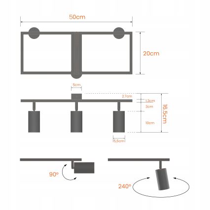 Deckenspot 3xGU10/30W/230V weiß
