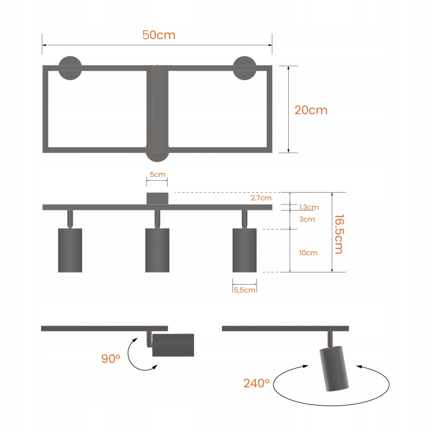 Deckenspot 3xGU10/30W/230V weiß