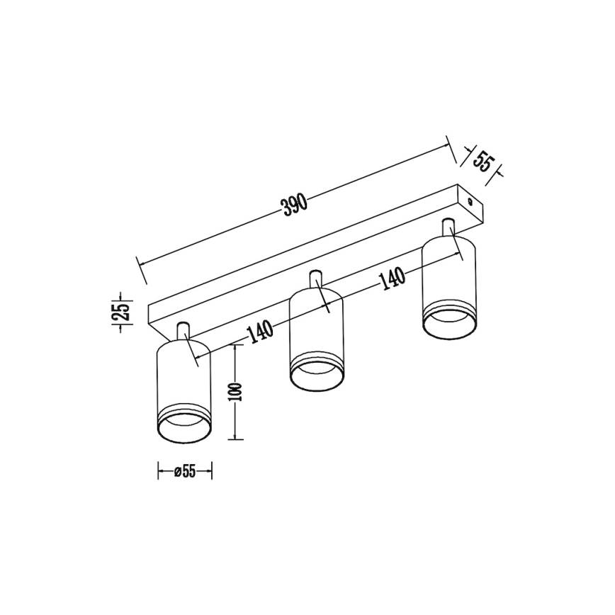 Deckenspot PIPE 3xGU10/10W/230V schwarz