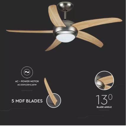 Deckenventilator 2xE27/20W/230V d 132 cm + Fernbedienung