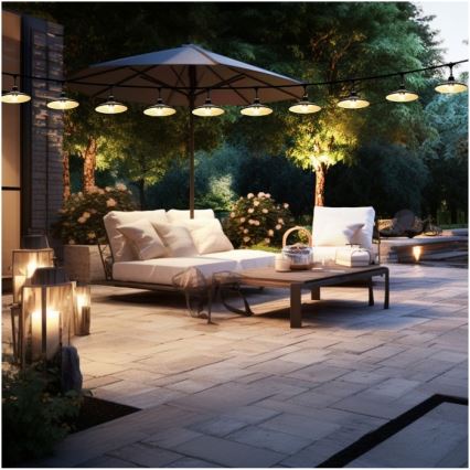 Dekorative Außen-Lichterkette CRETE, 10×E27, 230 V, 15 m, IP44