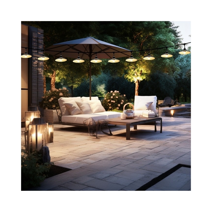 Dekorative Außen-Lichterkette CRETE, 10×E27, 230 V, 15 m, IP44