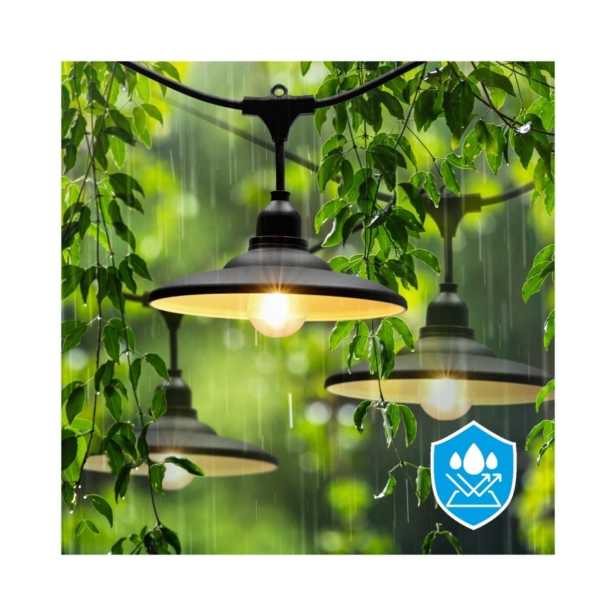 Dekorative Außen-Lichterkette CRETE, 10×E27, 230 V, 15 m, IP44