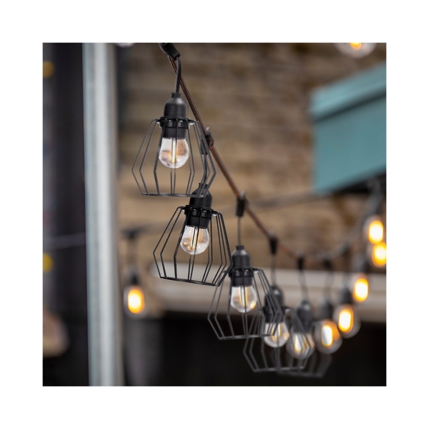 Dekorative Außen-Lichterkette CRETE, 10×E27-Fassungen, 230 V, 15 m, IP44