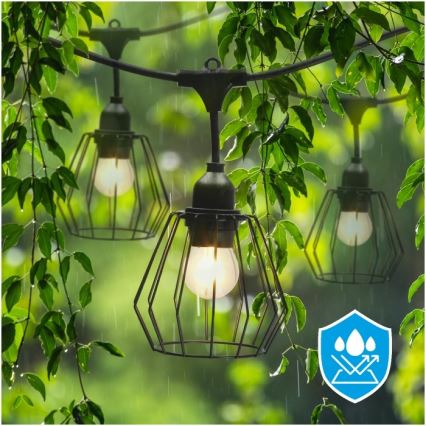 Dekorative Außen-Lichterkette CRETE, 10×E27-Fassungen, 230 V, 15 m, IP44