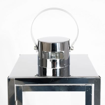 Dekorative Laterne 38 cm, glänzendes Chrom
