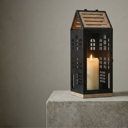 Dekorative Laterne HOME, 47,5 cm, schwarz/beige