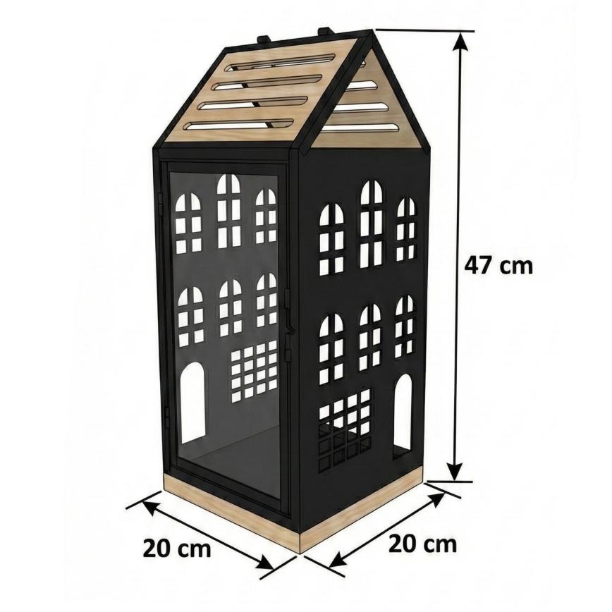 Dekorative Laterne HOME, 47,5 cm, schwarz/beige