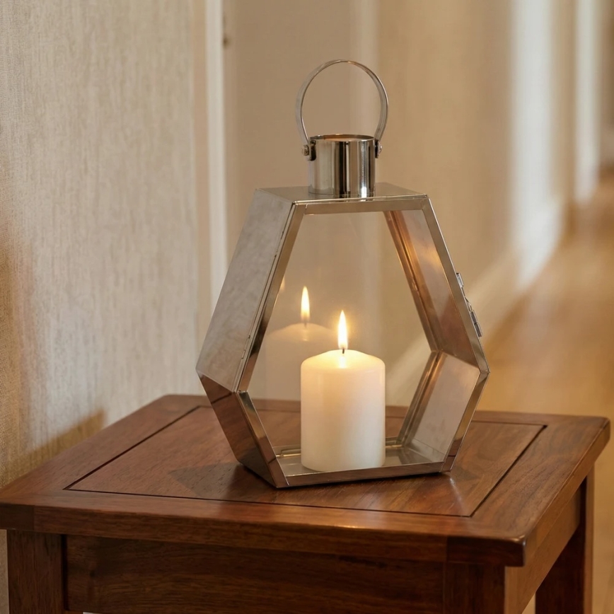 Dekorative Laterne PALACE, 34 cm, hochglänzender Chrom