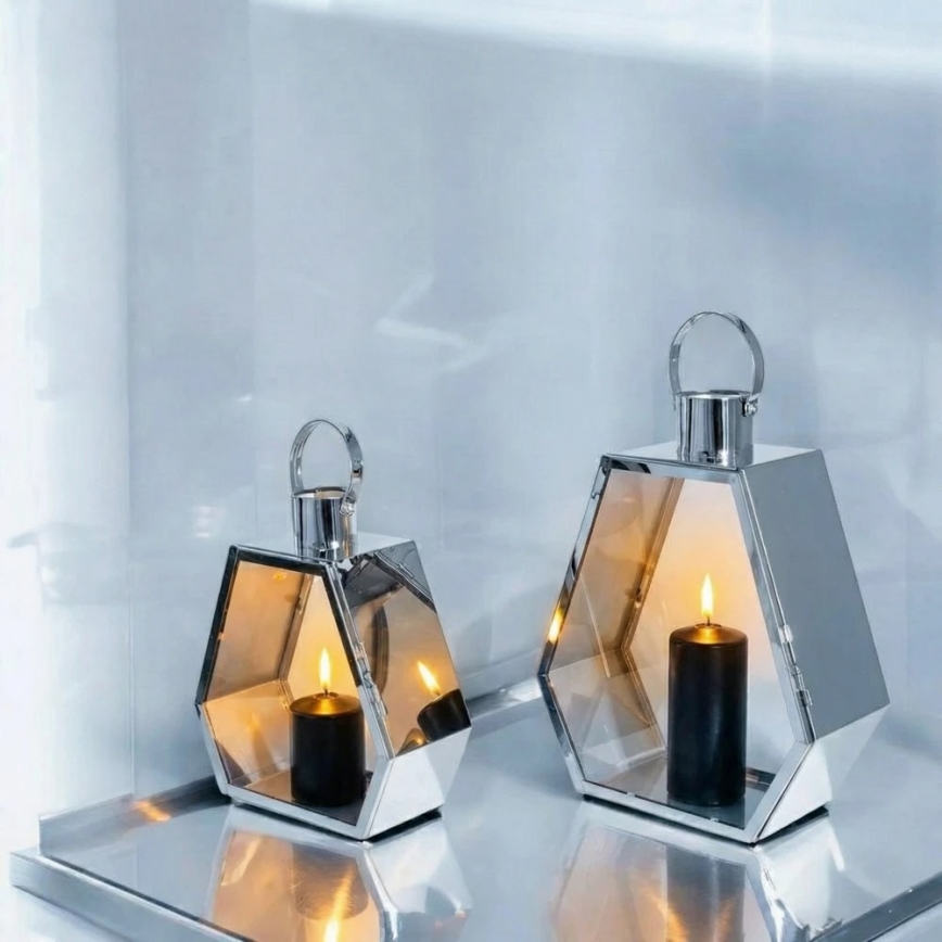 Dekorative Laterne PALACE, 43 cm, glänzender Chrom