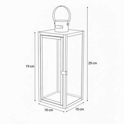 Dekorative Laterne TOWER, 29 cm, glänzender Chrom