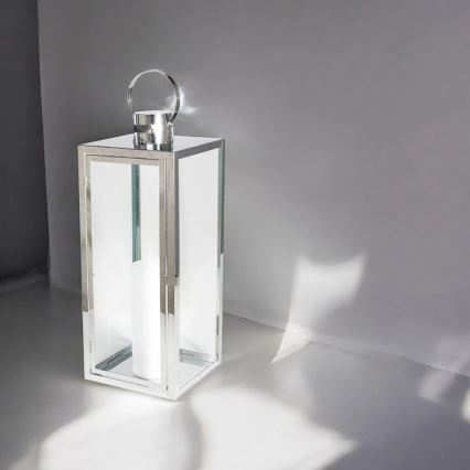 Dekorative Laterne TOWER 38 cm glänzender Chrom