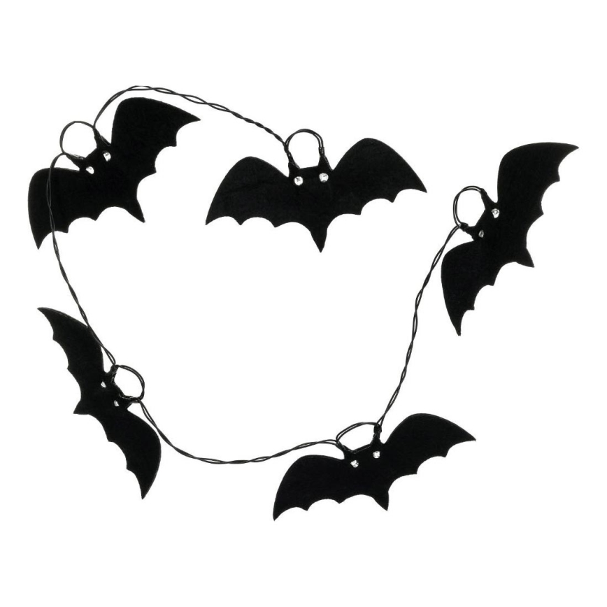 Dekorative LED-Kette HALLOWEEN 10xLED/2xAA/warmweiβ 1,3m Fledermäuse