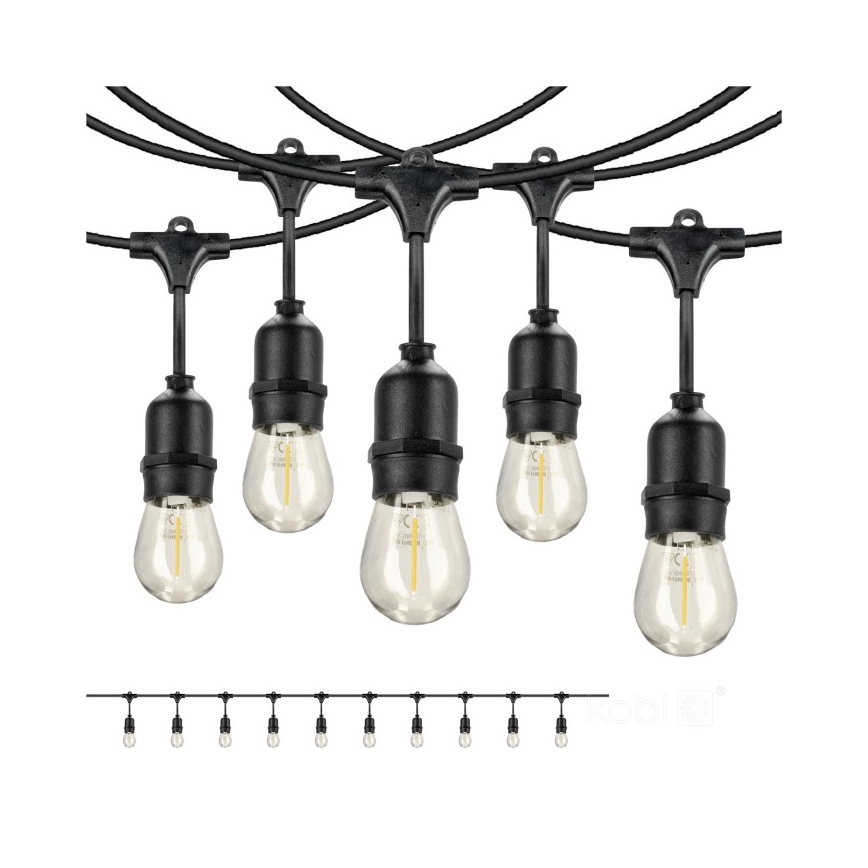 Dekorative LED-Outdoor-Kette BAJA ST64 10xE27/1W/230V 10,9m IP44 warmweiβ