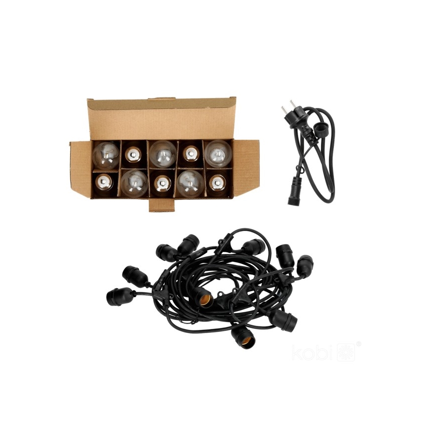 Dekorative LED-Outdoor-Kette BAJA ST64 10xE27/1W/230V 10,9m IP44 warmweiβ