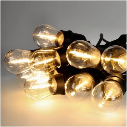 Dekorative LED-Outdoor-Kette BAJA ST64 15xE27/1W/230V 15,9m IP44 warmweiβ