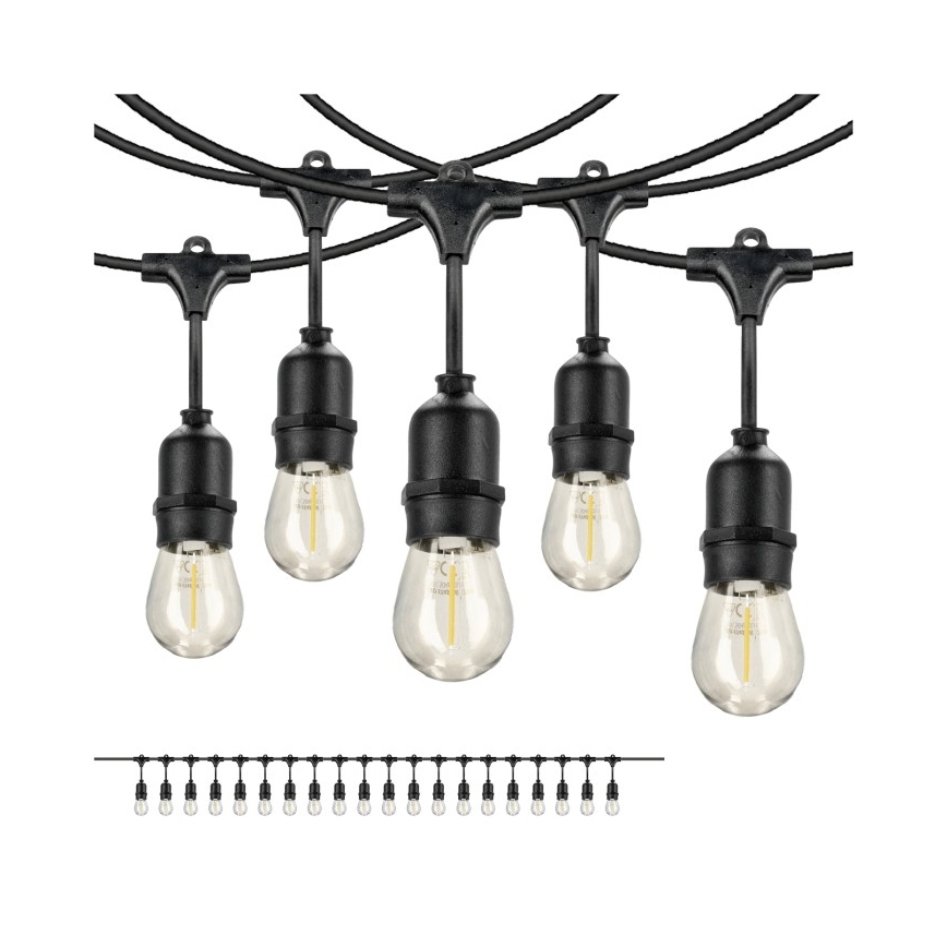 Dekorative LED-Outdoor-Kette BAJA ST64 20xE27/1W/230V 10,9m IP44 warmweiβ