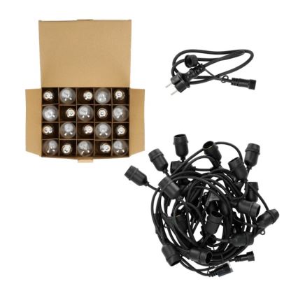 Dekorative LED-Outdoor-Kette BAJA ST64 20xE27/1W/230V 10,9m IP44 warmweiβ