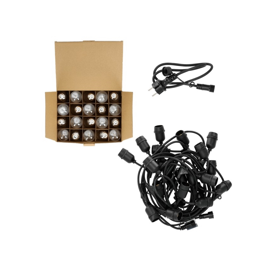 Dekorative LED-Outdoor-Kette BAJA ST64 20xE27/1W/230V 10,9m IP44 warmweiβ