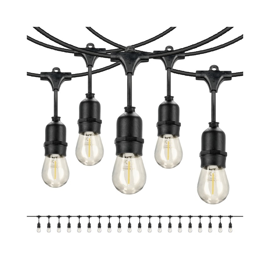 Dekorative LED-Outdoor-Kette BAJA ST64 20xE27/1W/230V 20,9m IP44 warmweiβ