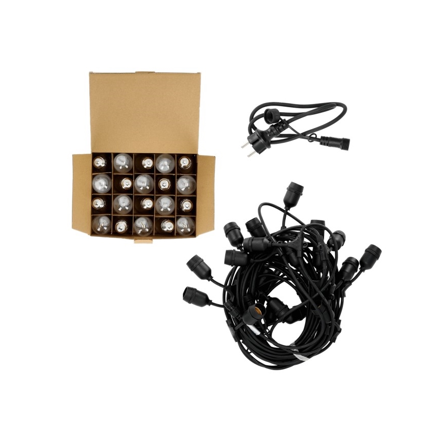 Dekorative LED-Outdoor-Kette BAJA ST64 20xE27/1W/230V 20,9m IP44 warmweiβ