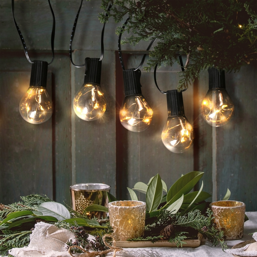 Dekorative LED-Outdoor-Lichterkette GARLAND 10xLED/3xAA 3m IP44 warmweiβ