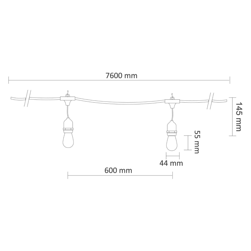 Dekorative LED-Outdoor-Lichterkette PARTY NEON 7,6 m 10xE27/0,6W/36V IP44