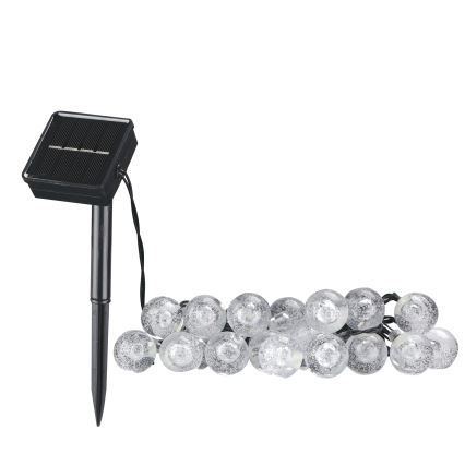 Dekorative LED-Solarkette BUBBLE GLASS 20xLED/8 Funktionen 4,85 m 600 mAh IP44 warmweiβ