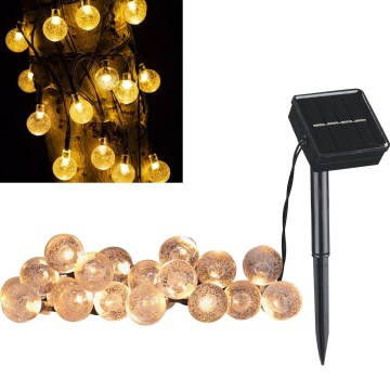 Dekorative LED-Solarkette BUBBLE GLASS 20xLED/8 Funktionen 4,85 m 600 mAh IP44 warmweiβ