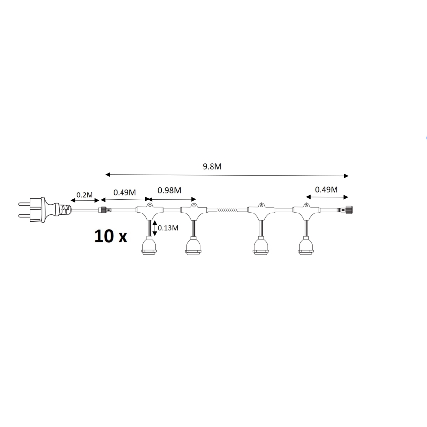 Dekorative Outdoor-Kette GARLAND 10xE27/15W/230V 10m IP44