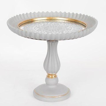 Dekoratives Tablett d 23,5 cm weiß/golden