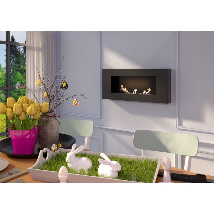 Kratki - Wand-BIO-Kamin 40x90 cm 1,5 kW schwarz