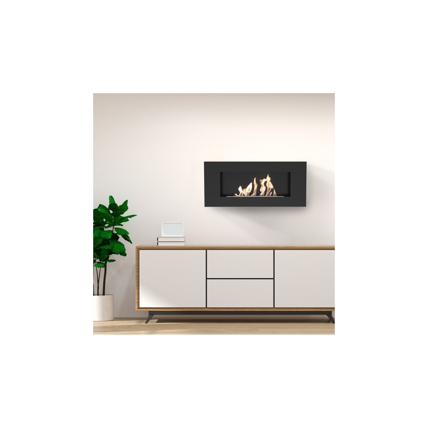 Kratki - Wand-BIO-Kamin 40x90 cm 1,5 kW schwarz