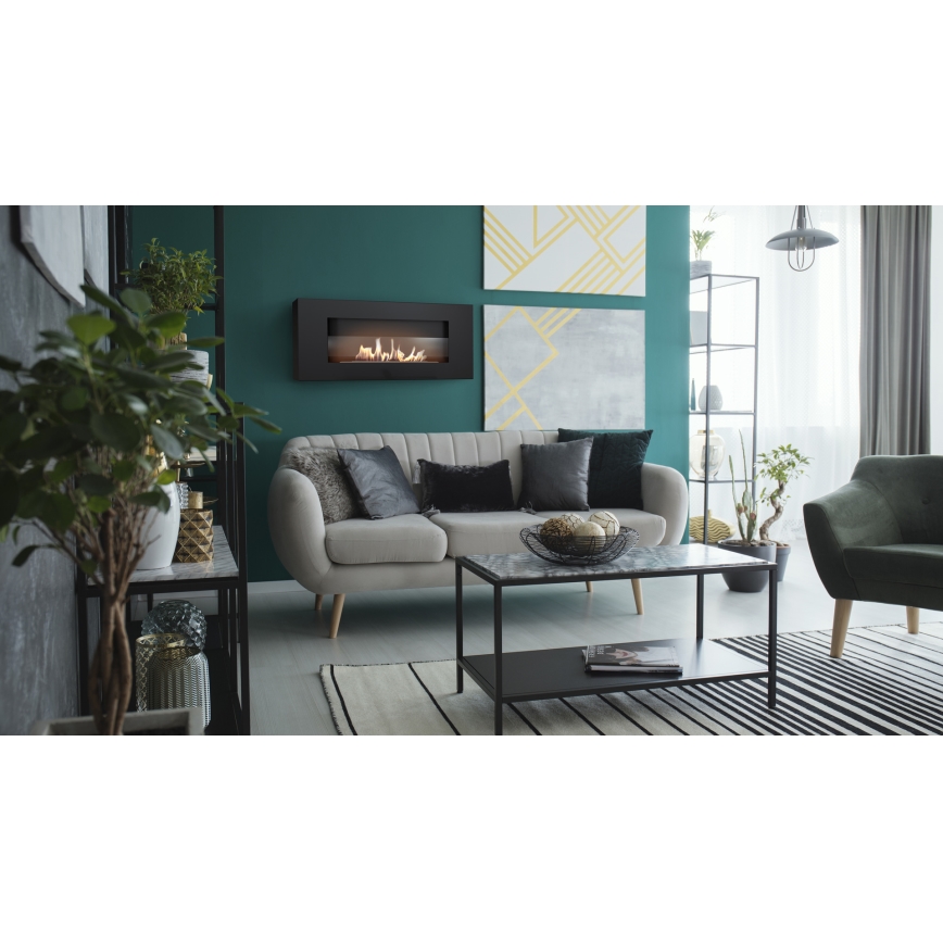 Kratki - Eingebauter BIO-Kamin 40x90 cm 2 kW schwarz