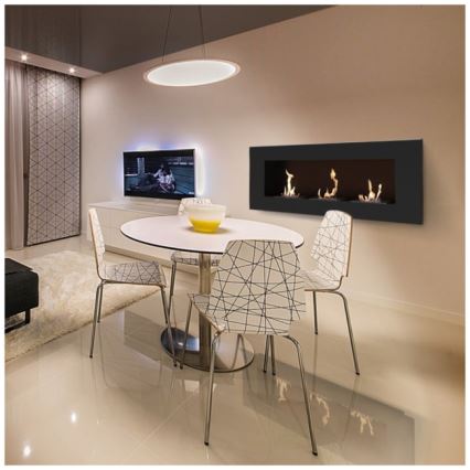 Kratki - Eingebauter BIO-Kamin 40x120 cm 3x1,1 kW schwarz