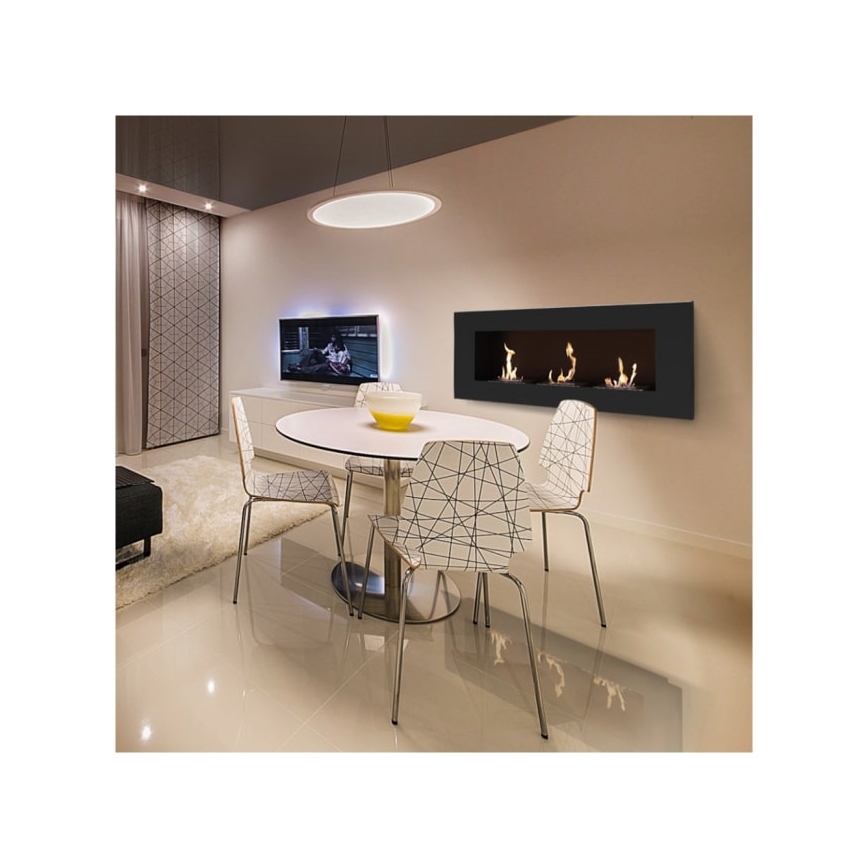 Kratki - Eingebauter BIO-Kamin 40x120 cm 3x1,1 kW schwarz