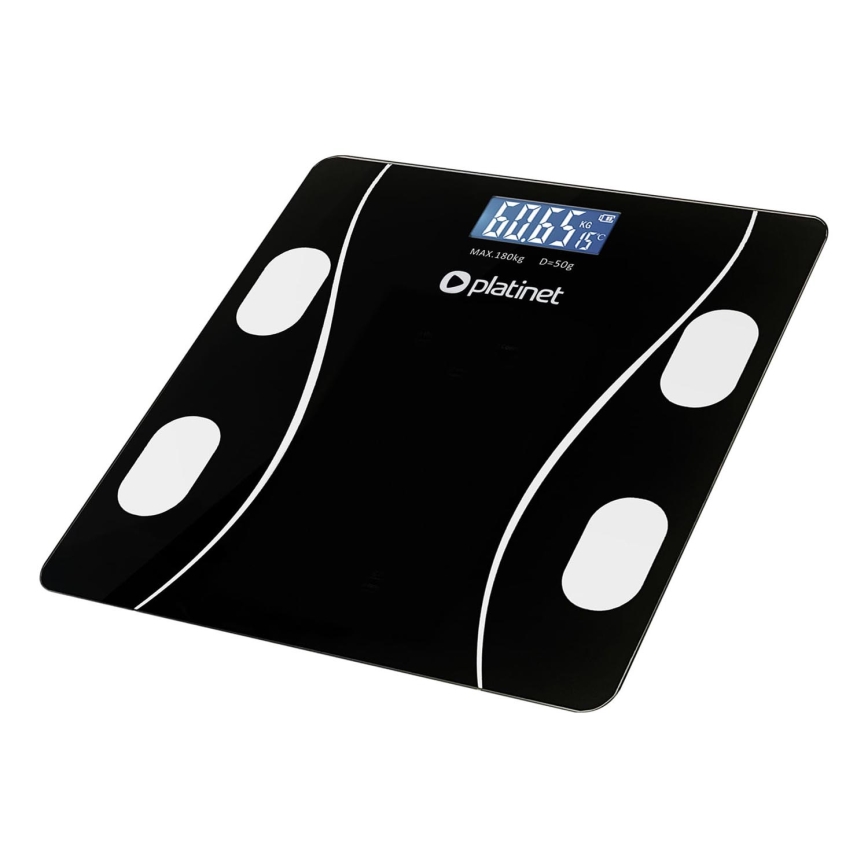 Digitale Smart-Personenwaage mit LCD-Anzeige 2xAAA schwarz