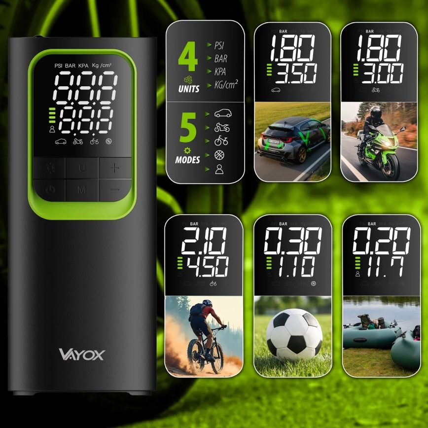 Digitaler Taschenkompressor 5 V 8000 mAh, schwarz