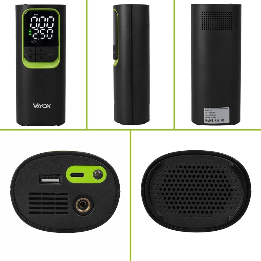 Digitaler Taschenkompressor 5 V 8000 mAh, schwarz