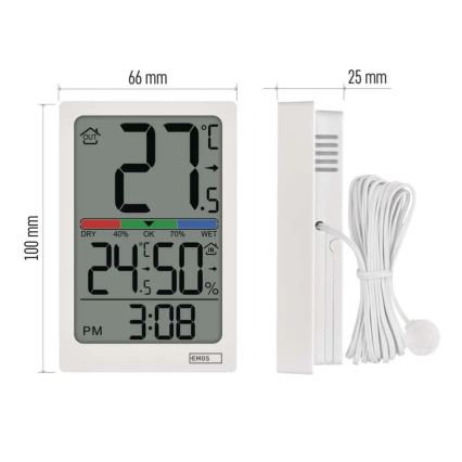 Digitales Thermometer mit Hygrometer 2xAAA weiß