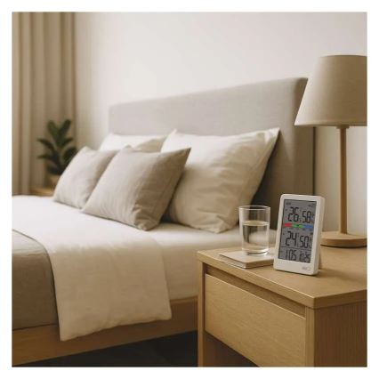 Digitales Thermometer mit Hygrometer, 2×AAA, weiß