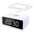 Digitaluhr mit kabelloser Qi-Ladefunktion 230V/CR2032 weiß