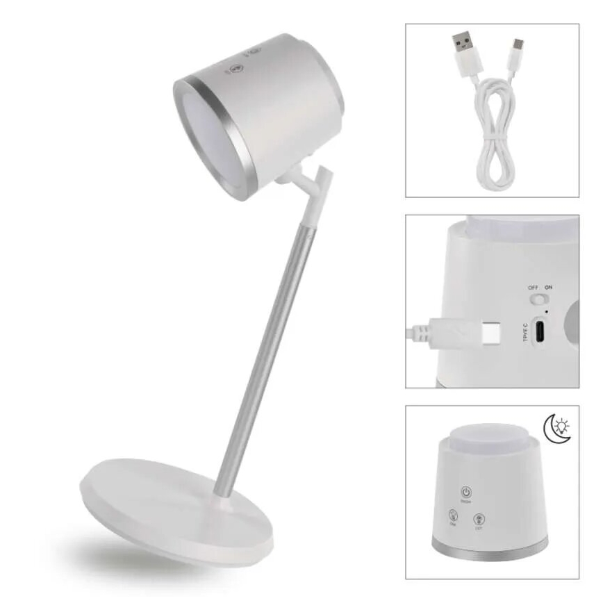 Dimm- und aufladbare LED-Tischleuchte 4in1 LED/6W/3,7V 3000K/4000K/6500K 1500mAh weiß