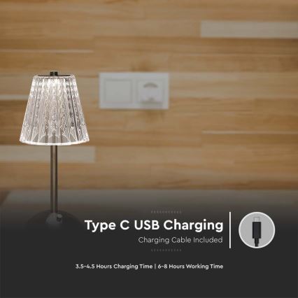 Dimm- und aufladbare LED-Tischleuchte mit Touch-Funktion LED/2,4W/5V 3000-6000K 1800 mAh glänzendes Chrom
