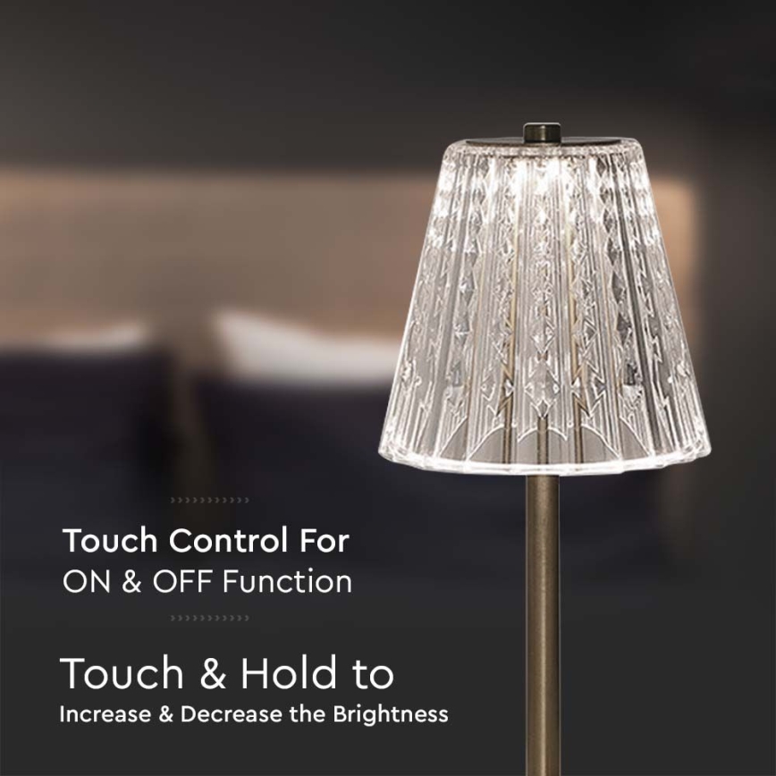 Dimm- und aufladbare LED-Tischleuchte mit Touch-Funktion LED/2,4W/5V 3000-6000K 1800 mAh glänzendes Chrom