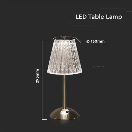 Dimm- und aufladbare LED-Tischleuchte mit Touch-Funktion LED/2,4W/5V 3000-6000K 1800 mAh glänzendes Chrom
