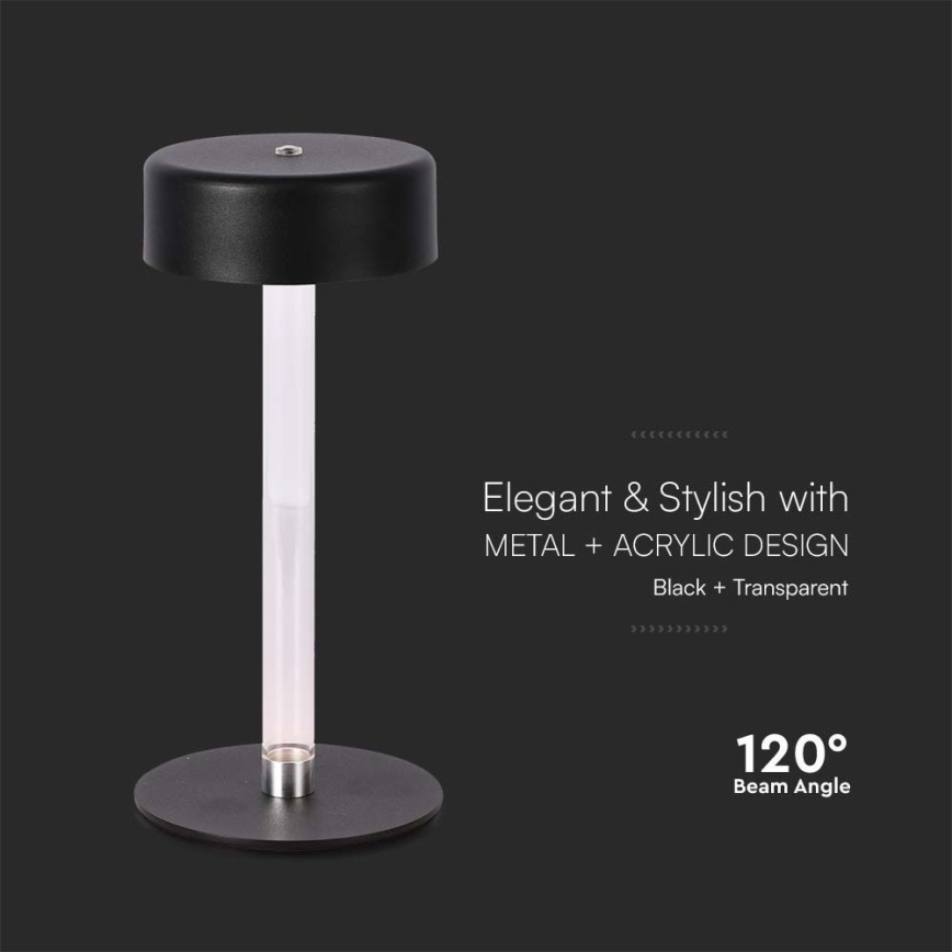 Dimm- und aufladbare LED-Tischleuchte mit Touch-Funktion LED/3W/5V 3000-6000K 2400 mAh schwarz