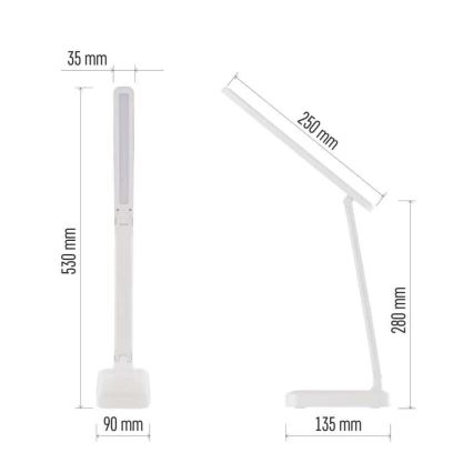 Dimm- und aufladbare LED-Tischleuchte LED/5W/3,7V 3000K/4000K/6500K 800mAh weiß