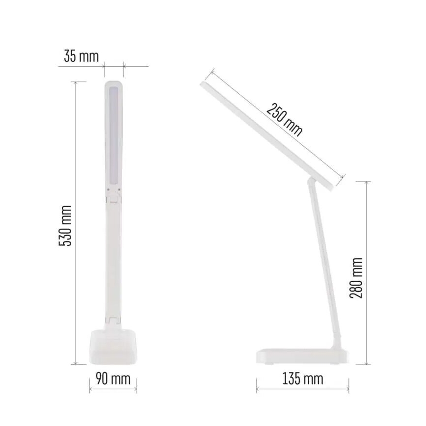 Dimm- und aufladbare LED-Tischleuchte LED/5W/3,7V 3000K/4000K/6500K 800mAh weiß