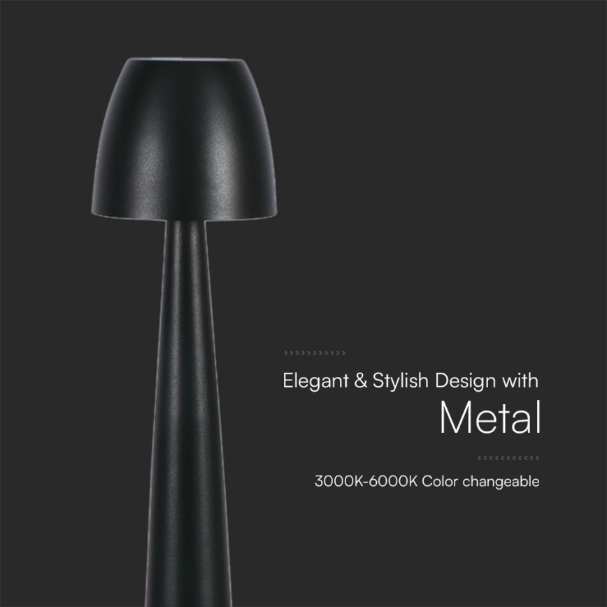 Dimm- und aufladbare LED-Tischleuchte mit Touch-Funktion LED/3W/5V 3000-6000K 1800 mAh schwarz